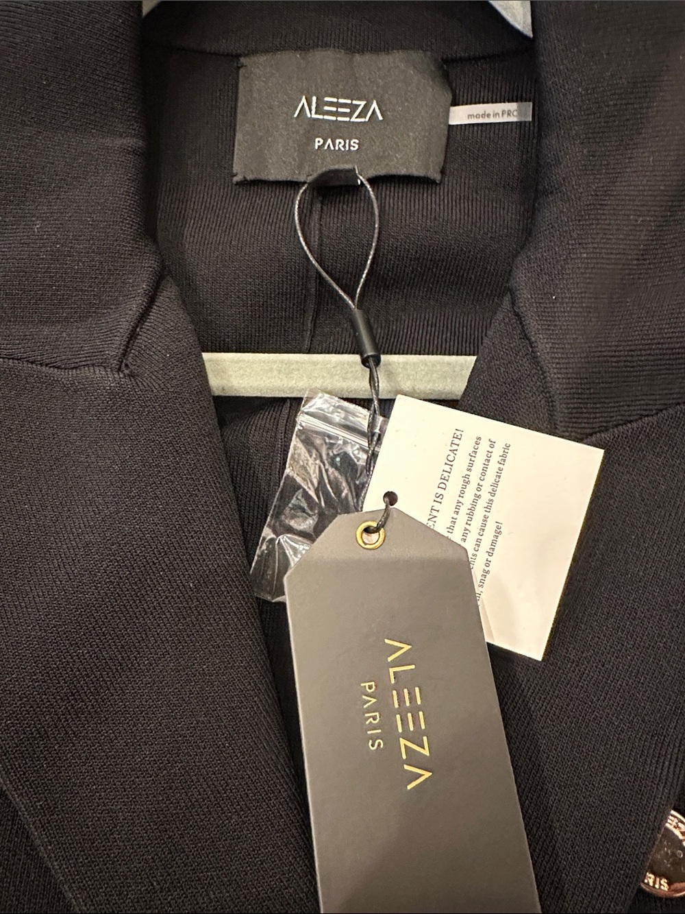 Aleeza Paris Black Double-Breasted Gold-Button Blazer (22) - Picture 3 of 3